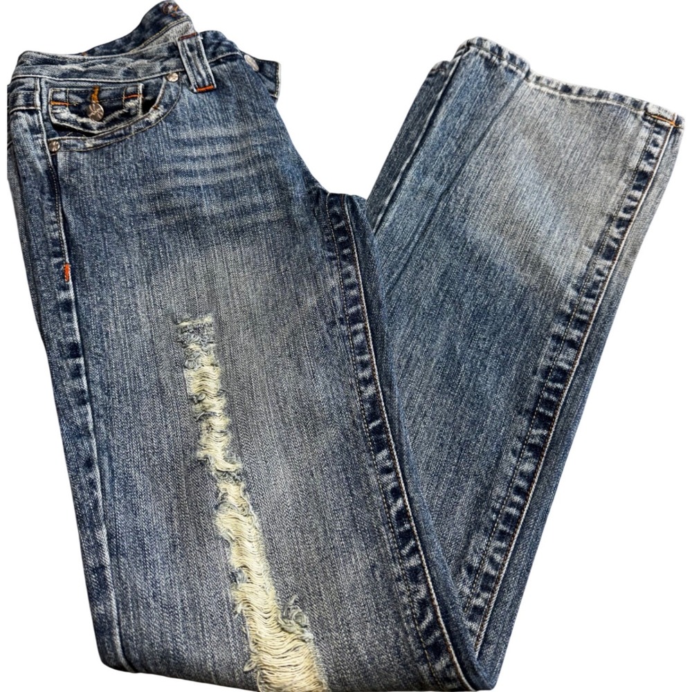 Younique Womens Low Rise Bootcut‎ Distressed Jeans Medium Wash Size 5 SR10593-YT